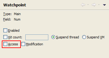 The 'access' option for a watchpoint