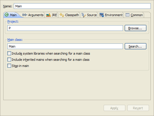 Launch Configuration Dialog
